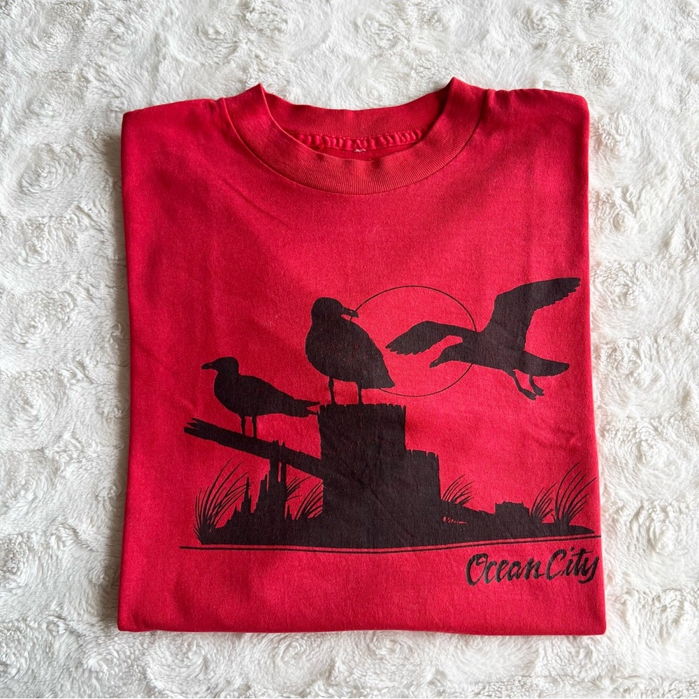 Vintage Ocean City Shirt Tee Mens Medium Red Maryland New Jersey Single Stitch